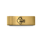 friend present ideas rings – gold tungsten lock key wedding band