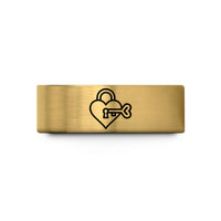 friend present ideas rings – gold tungsten lock key wedding band
