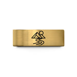 custom engraved rings present – gold tungsten mountain river sun wedding band