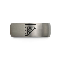 rings for special events – black & gray tungsten quilting ruler wedding band