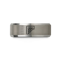 unisex tungsten wedding band – black & grey tungsten quilting ruler wedding band