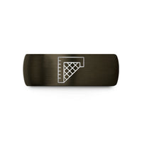 matching bands for him – gunmetal & black tungsten quilting ruler wedding band