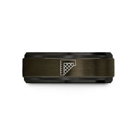 matching bands for him – gunmetal & black tungsten quilting ruler wedding band