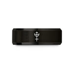matching rings for couples – black tungsten uranus glyph wedding band