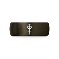 couples tungsten band – gunmetal & black tungsten uranus glyph wedding band
