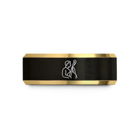 personalized presents for him – black & gold tungsten double bassist wedding band
