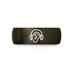 personalized boyfriend presents – gunmetal & blue tungsten ear protection icon wedding band