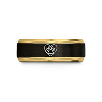 unique presents for couples – black & gold tungsten heart paw wedding band