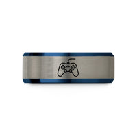 romantic presents for couples – blue & silver tungsten wired controller wedding band