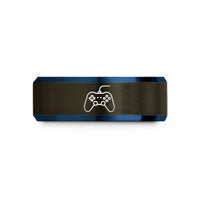 unique presents for boyfriend – gunmetal & blue tungsten wired controller wedding band