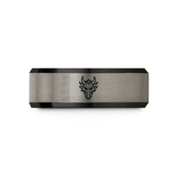 anniversary presents for him – black & blue & silver tungsten dragon skull wedding band