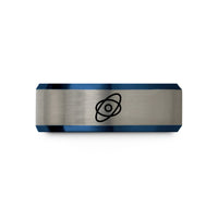 matching rings for couples – blue & gray tungsten elliptical orbit wedding band