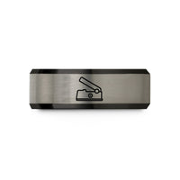 wedding rings for partners – black & silver tungsten expression pedal wedding band