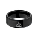 custom rings for couples – black tungsten expression pedal wedding band