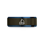 unique couple ring ideas – gunmetal & blue tungsten sailboat wedding band