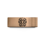 unique present for him – rose gold & blue tungsten seahorses heart wedding band