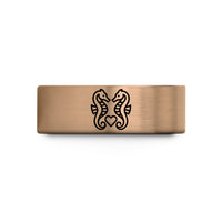 unique present for him – rose gold & blue tungsten seahorses heart wedding band