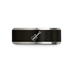 tungsten rings for couples – black & silver tungsten headless bass wedding band