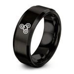 matching bands for couples – black tungsten triskele triskelion heart ring