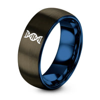 Gift Anniversary for Girlfriend – gunmetal & blue tungsten alpha helix ring