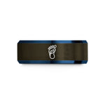 unique presents for couples – gunmetal & blue tungsten footprint leaf wedding band