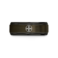 unique presents for girlfriend – gunmetal & black tungsten hecates wheel wedding band