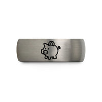 personalized jewelry for her – silver tungsten piggy bank wedding band