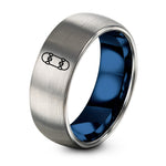 Gift Anniversary for Girlfriend – blue & silver tungsten skateboard deck ring