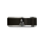 men's 8mm carved ring – black & silver tungsten bass harbor wedding band