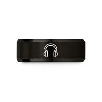 personalized rings for her – black tungsten headset wedding band