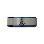 unique anniversary present ideas – blue & gray tungsten broglie wavelength wedding band
