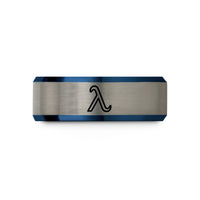 unique anniversary present ideas – blue & gray tungsten broglie wavelength wedding band