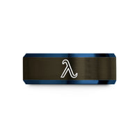 personalized jewelry for her – gunmetal & blue tungsten broglie wavelength wedding band