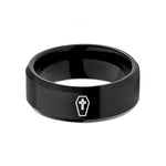 tungsten rings for men – black tungsten coffin cross wedding band