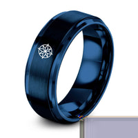 Gift Anniversary for Her Romantic – blue tungsten nautical compass rose ring