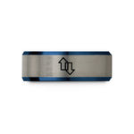present ideas for wife – blue & grey tungsten sorting arrows wedding band