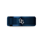 engraved rings for women – blue tungsten sorting arrows wedding band