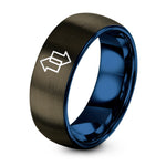 Gift Anniversary for Her – gunmetal & blue tungsten sorting arrows ring