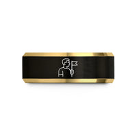 romantic presents for girlfriend – black & gold tungsten spinner silhouette flag wedding band