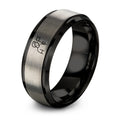 Spinner Silhouette Flag – Tungsten Wedding Band, 8 mm, Black, Grey Comfort-Fit Unisex