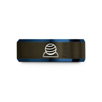 wedding band for women – gunmetal & blue tungsten stability ball mat wedding band