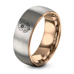 Gift Anniversary for Him – rose gold & silver tungsten august poppy ring