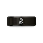men’s engraved wedding ring – black tungsten barber clippers wedding band
