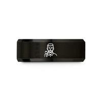 men’s engraved wedding ring – black tungsten barber clippers wedding band