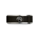 personalized rings for him – black & grey tungsten hedgehog paw heart wedding band