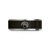 personalized rings for him – black & grey tungsten hedgehog paw heart wedding band