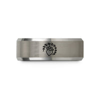 anniversary ring for him – black & silver tungsten hedgehog paw heart wedding band