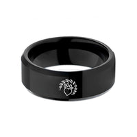 tungsten rings for men – black tungsten hedgehog paw heart wedding band