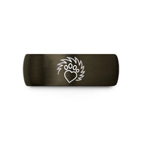 wedding bands for him – gunmetal & black tungsten hedgehog paw heart wedding band