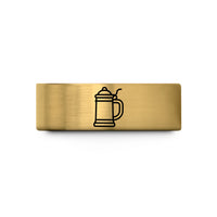 men’s wedding present – gold tungsten lidded beer stein wedding band